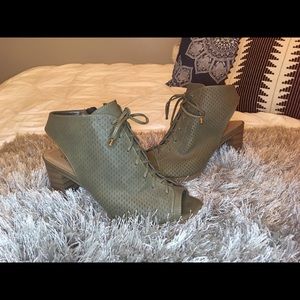 olive open toed heels